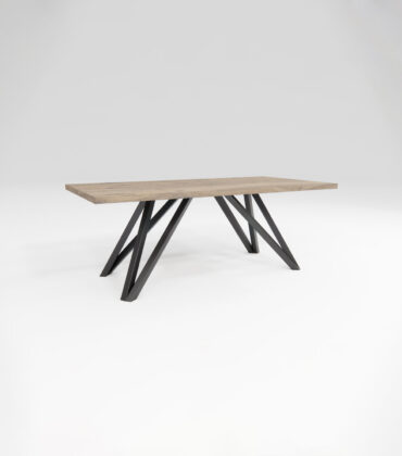 Jedálenský stôl drevený NET, kovová podnož čierna