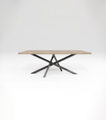 Jedálenský stôl drevený MOSAYK SLIM, kovová podnož čierna