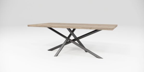 Jedálenský stôl MOSAYK SLIM drevený, kovová podnož čierna