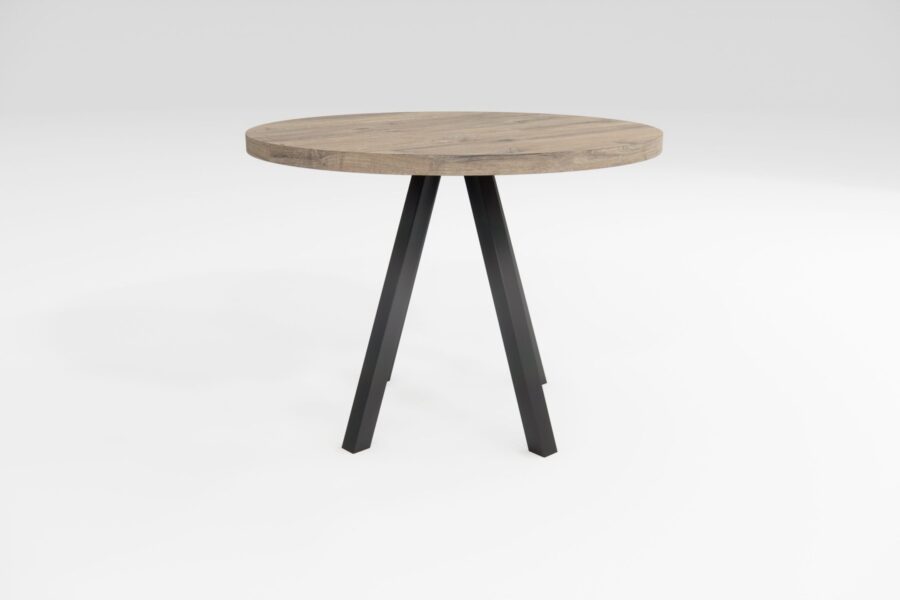 Drevený stôl LINKO okrúhly, kovová podnož čierna