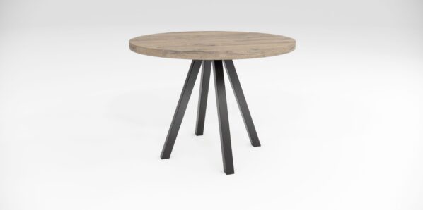 Drevený stôl LINKO okrúhly, kovová podnož čierna