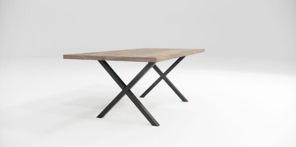 Jedálensky stôl XLYNE SLIM, drevený, kovová podnož čierna