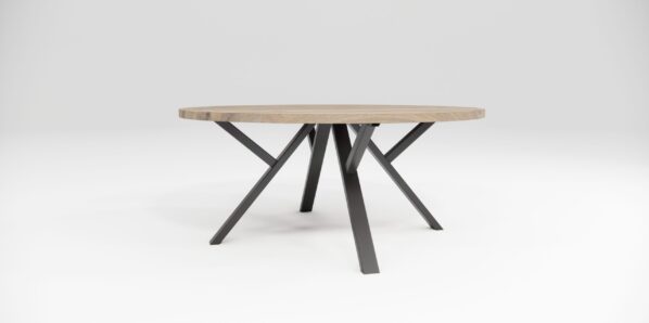 Jedálensky stôl YVA, drevený, kovová podnož čierna